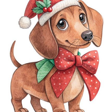 Christmas Dachshund Dog 100% Cotton Fabric Panel Block Quilt Square FLIP-AAB2102