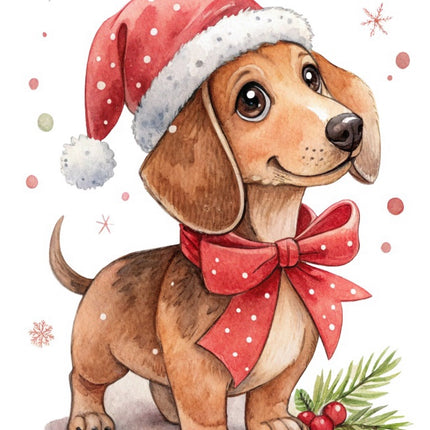 Christmas Dachshund Dog 100% Cotton Fabric Panel Block Quilt Square FLIP-AAB2103