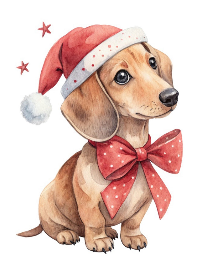 Christmas Dachshund Dog 100% Cotton Fabric Panel Block Quilt Square FLIP-AAB2104