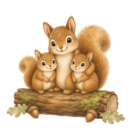 Squirrels 100% Cotton Fabric Panel Block Quilt Square AAB250