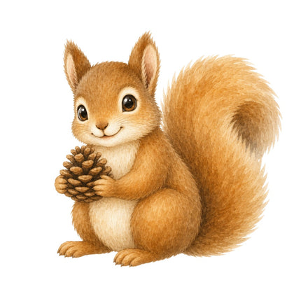 Squirrel 100% Cotton Fabric Panel Block Quilt Square AAB253