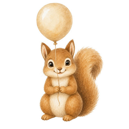 squirrel with balloon fabric panel