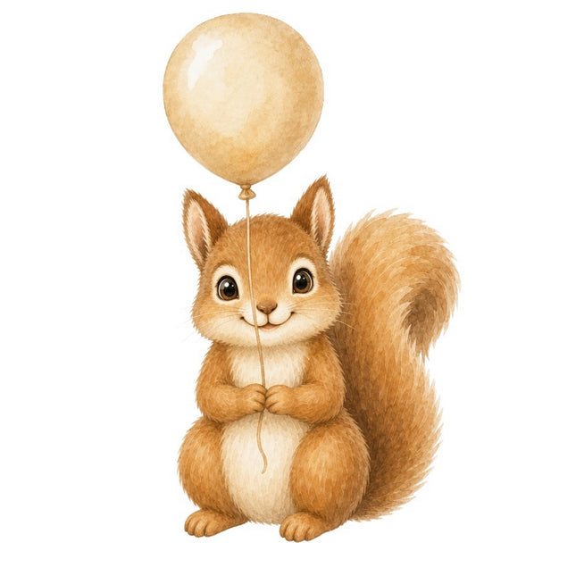 squirrel with balloon fabric panel