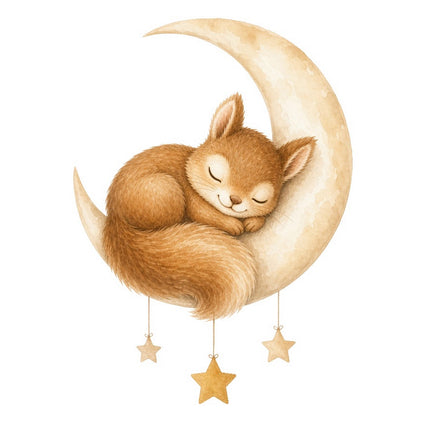 squirrel on moon fabric panel