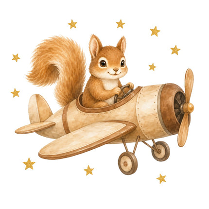 Aviator Squirrel 100% Cotton Fabric Panel Block Quilt Square AAB263