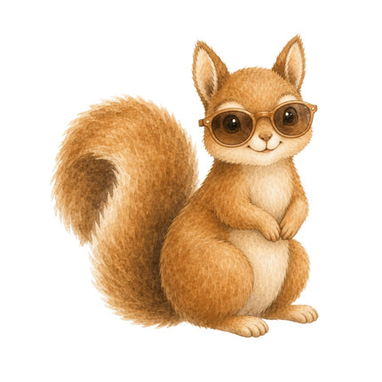 Squirrel Wearing Sunglasses 100% Cotton Fabric Panel Block AAB264