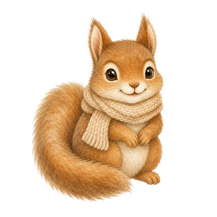 winter squirrel quilt square