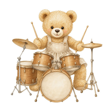 drummer playing girl teddy bear fabric panel