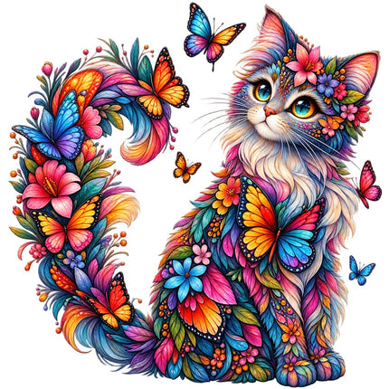 Floral Butterfly Cat 100% Cotton Fabric Panel Block Quilt Square AAB3130