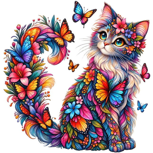Floral Butterfly Cat 100% Cotton Fabric Panel Block Quilt Square AAB3130