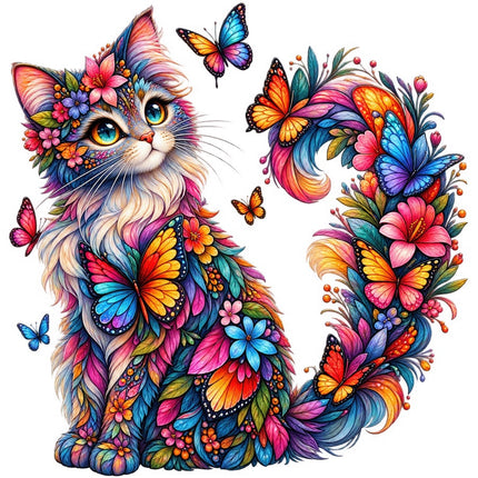 Floral Butterfly Cat 100% Cotton Fabric Panel Block Quilt Square FLIP-AAB3130