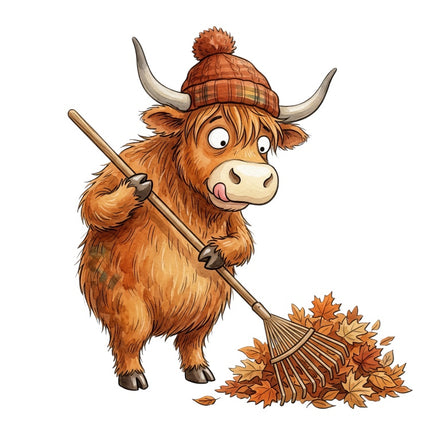 Autumn Highland Cow 100% Cotton Fabric Panel Block Quilt Square AAB3140