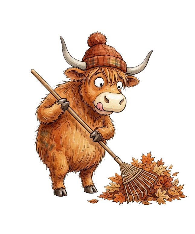 Autumn Highland Cow 100% Cotton Fabric Panel Block Quilt Square AAB3140