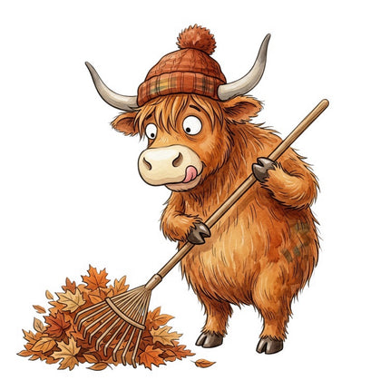 Autumn Highland Cow 100% Cotton Fabric Panel Block Quilt Square FLIP-AAB3140