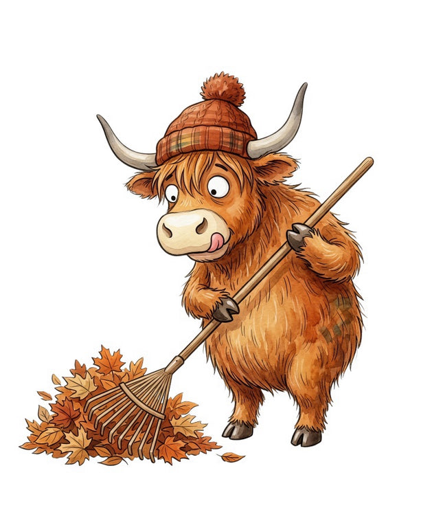 Autumn Highland Cow 100% Cotton Fabric Panel Block Quilt Square FLIP-AAB3140