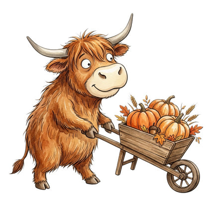 Autumn Highland Cow 100% Cotton Fabric Panel Block AAB3141