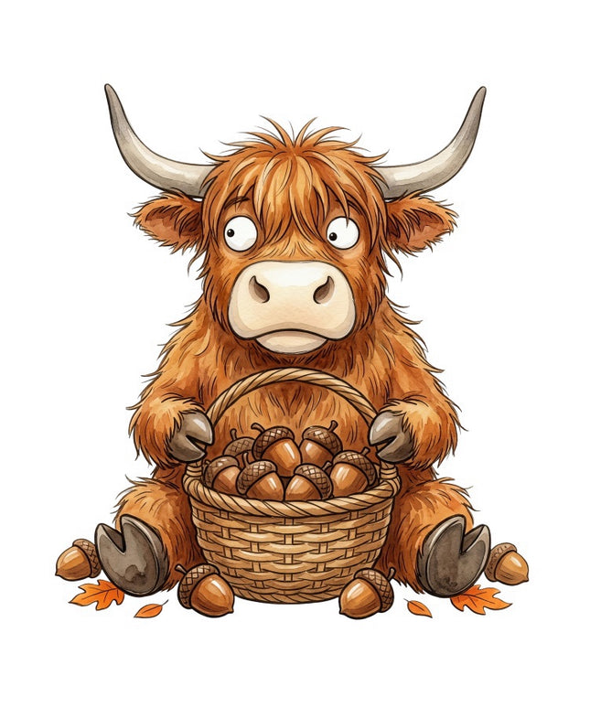 Autumn Highland Cow 100% Cotton Fabric Panel Block Quilt Square FLIP-AAB3146