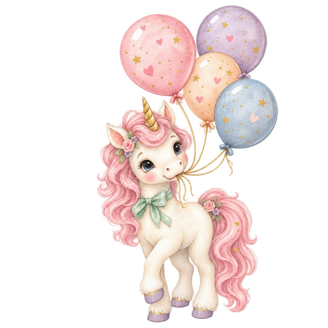 Unicorn & Balloons 100% Cotton Fabric Panel Block Quilt Square AAB3162