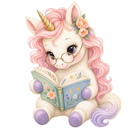 Reading Unicorn 100% Cotton Fabric Panel Block Quilt Square AAB3166