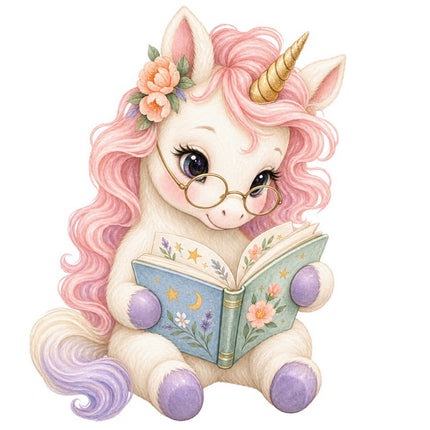 Reading Unicorn 100% Cotton Fabric Panel Block Quilt Square FLIP-AAB3166