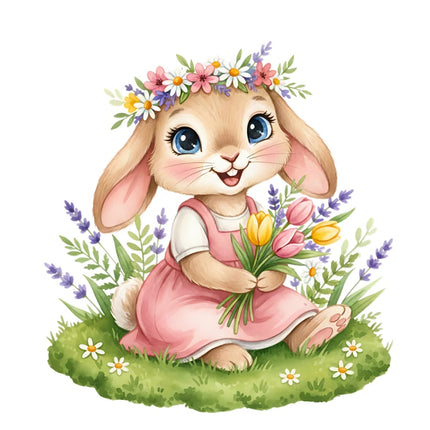 Rabbit Bunny 100% Cotton Fabric Panel Block Quilt Square AAB321