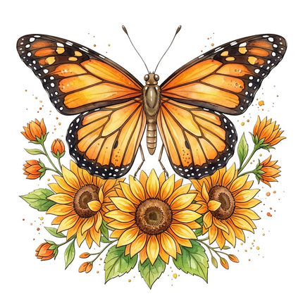 Floral Butterfly 100% Cotton Fabric Panel Block Quilt Square AAB3215