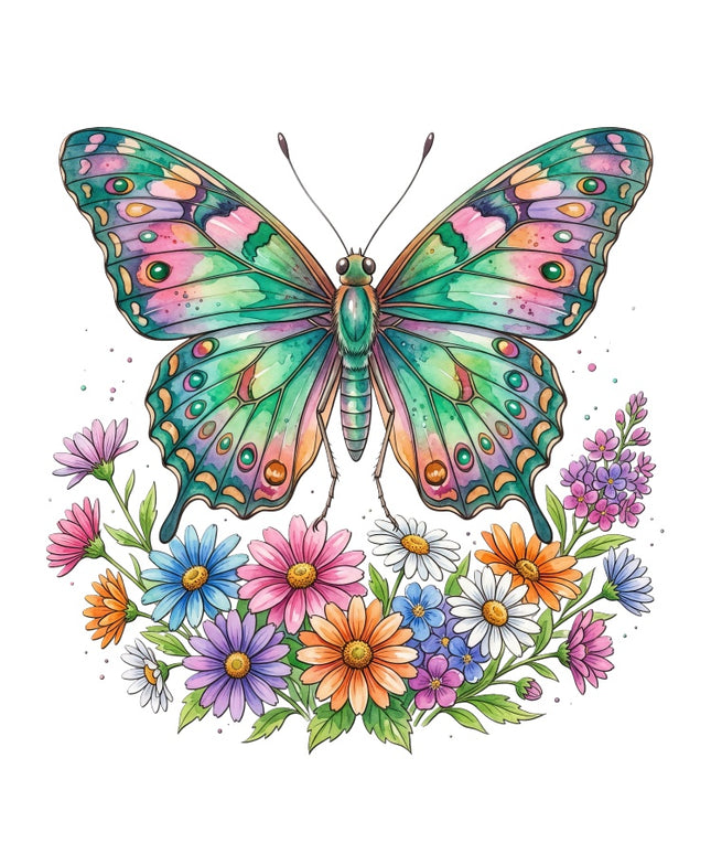 Floral Butterfly 100% Cotton Fabric Panel Block Quilt Square AAB3216