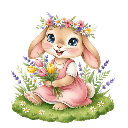 Rabbit Bunny 100% Cotton Fabric Panel Block Quilt Square FLIP-AAB321