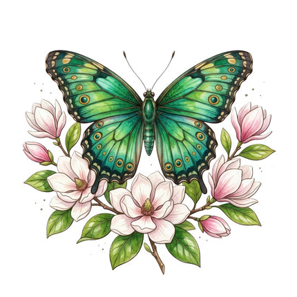 Floral Butterfly 100% Cotton Fabric Panel Block Quilt Square AAB3221
