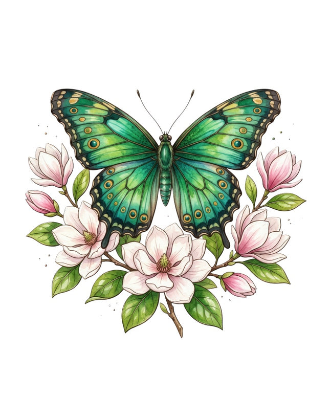 Floral Butterfly 100% Cotton Fabric Panel Block Quilt Square AAB3221