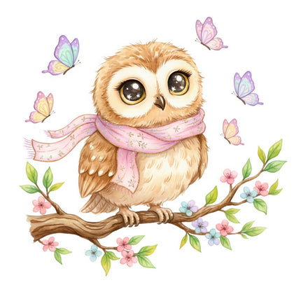 Owl & Butterflies 100% Cotton Fabric Panel Block FLIP-AAB323