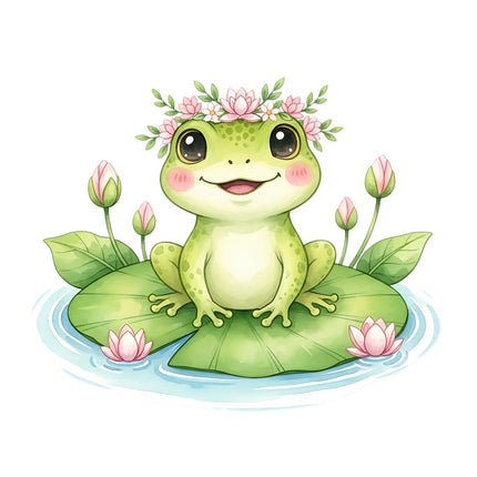 Frog on Lilypad 100% Cotton Fabric Panel Block Quilt Square AAB326