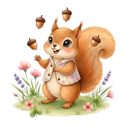 Squirrel 100% Cotton Fabric Panel Block Quilt Square AAB329