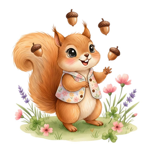 Squirrel 100% Cotton Fabric Panel Block Quilt Square FLIP-AAB329