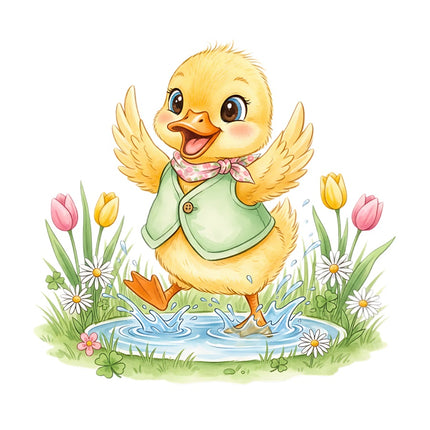 Yellow Duckling 100% Cotton Fabric Panel Block Quilt Square AAB337