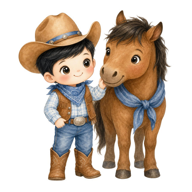 cowboy and horse fabric panel