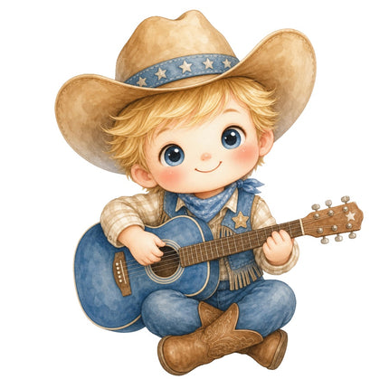 cowboy kid fabric panel