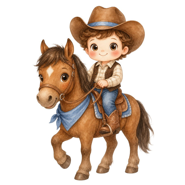 cowboy and horse fabric panel
