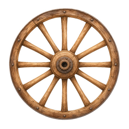 wooden wagon wheel fabric panel