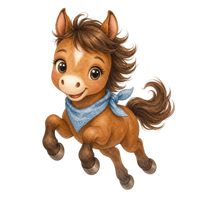 Horse Wearing Bandana 100% Cotton Fabric Panel Block FLIP-AAB359