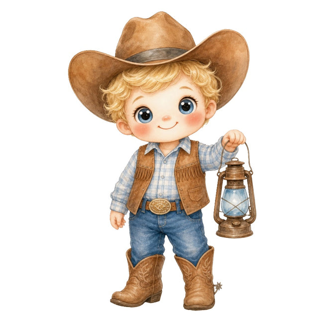 cowboy kid fabric panel
