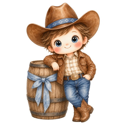 cowboy kid fabric panel