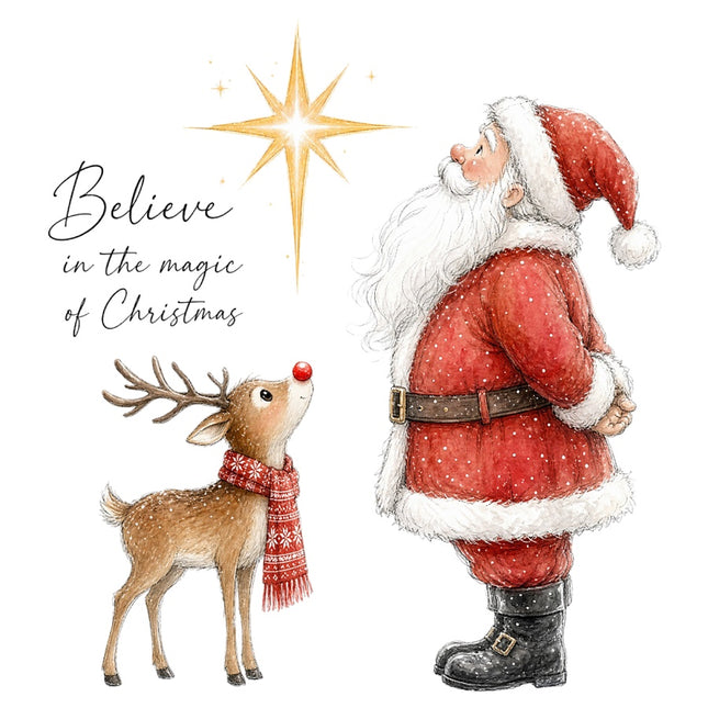 Believe in the Magic of Christmas 100% Cotton Fabric Panel Block AAB4024