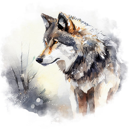 Winter Wolf 100% Cotton Fabric Panel Block Quilt Square AAB4025