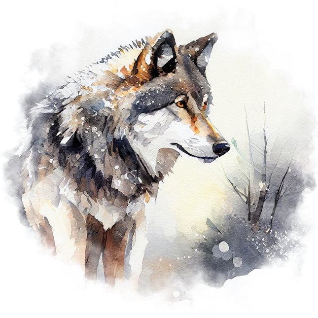 Winter Wolf 100% Cotton Fabric Panel Block Quilt Square FLIP-AAB4025