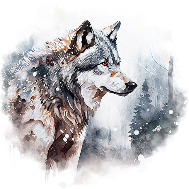 Winter Wolf 100% Cotton Fabric Panel Block Quilt Square AAB4026