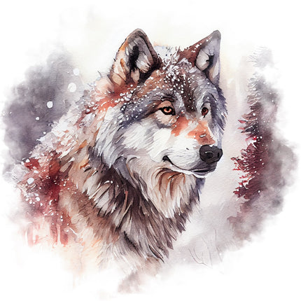 Winter Wolf 100% Cotton Fabric Panel Block Quilt Square AAB4028