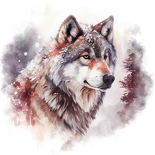 Winter Wolf 100% Cotton Fabric Panel Block Quilt Square AAB4028