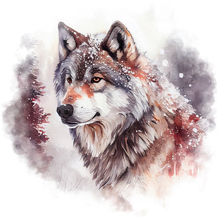 Winter Wolf 100% Cotton Fabric Panel Block Quilt Square FLIP-AAB4028