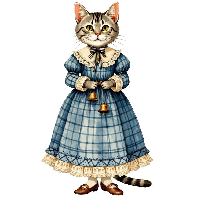 Christmas Victorian Cat 100% Cotton Fabric Panel Block Quilt Square AAB4049
